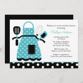 Fun Retro Kitchen Bridal Shower Invitation Blue (Front/Back)