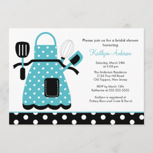 Fun Retro Kitchen Bridal Shower Invitation Blue