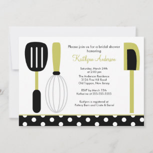 Fun Retro Kitchen Bridal Shower Invitation Green