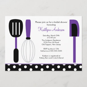 Fun Retro Kitchen Bridal Shower Invitation Purple