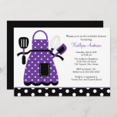 Fun Retro Kitchen Bridal Shower Invitation Purple (Front/Back)