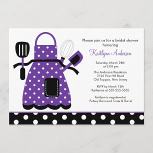 Fun Retro Kitchen Bridal Shower Invitation Purple