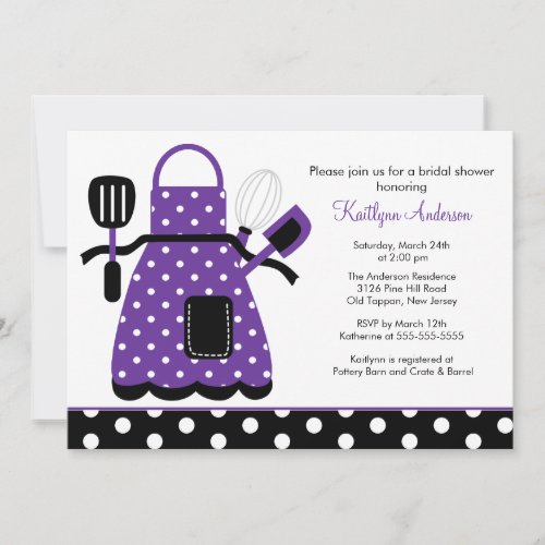 Fun Retro Kitchen Bridal Shower Invitation Purple