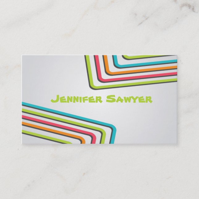 Fun Retro Lines - Style 1 Business Card (Front)
