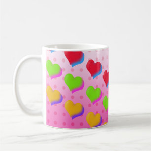 Fun Retro Love Pink Hearts Pattern Coffee Mug