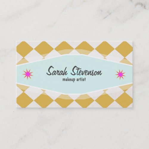 Fun Retro MakeupArtist Checkered Business Card