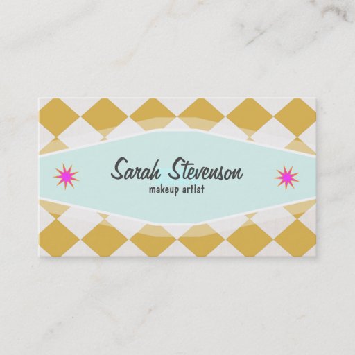 Customizable Fun Retro MakeupArtist Checkered Business Card