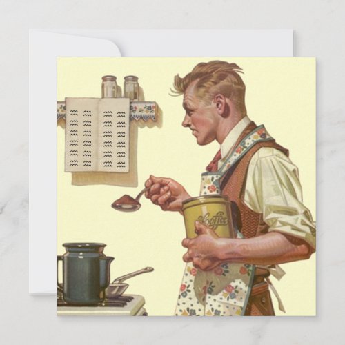 Fun Retro Making Coffee Retirement Invitations