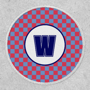 Fun Retro Meets Modern Soft Red, Blue Checkerboard Patch