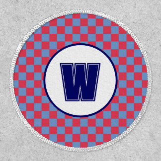 Fun Retro Meets Modern Soft Red, Blue Checkerboard Patch