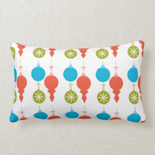 Fun Retro Mid Century Christmas Ornaments Lumbar Pillow