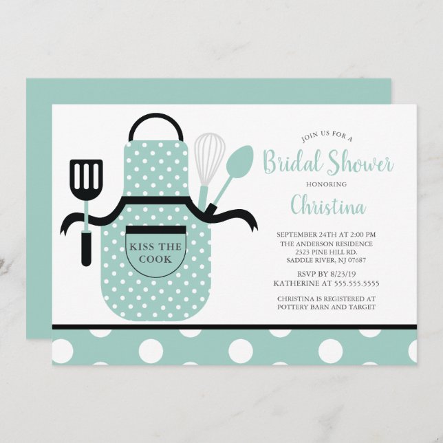 Fun Retro Mint Kitchen Bridal Shower Invitation (Front/Back)