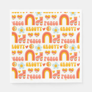 Fun retro Modern hippie sayings and rainbow Napkins
