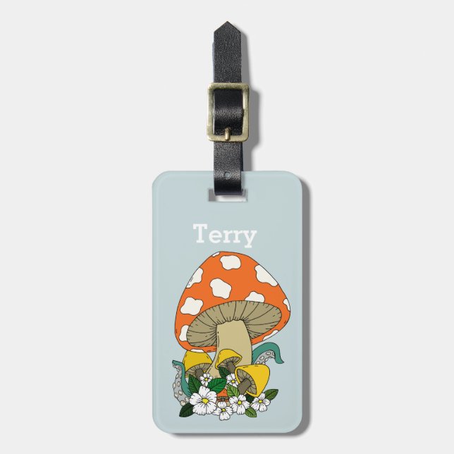 Fun Retro Mushroom  Luggage Tag (Front Vertical)