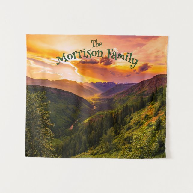 Fun Retro Mushrooms Family Reunion Photo Backdrop (Front (Horizontal))