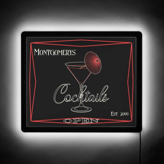 Fun Retro Neon Cocktails LED Sign (Front)