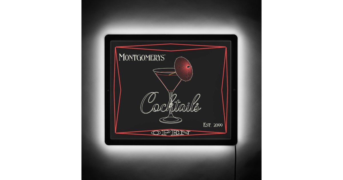 Fun Retro Neon Cocktails LED Sign | Zazzle