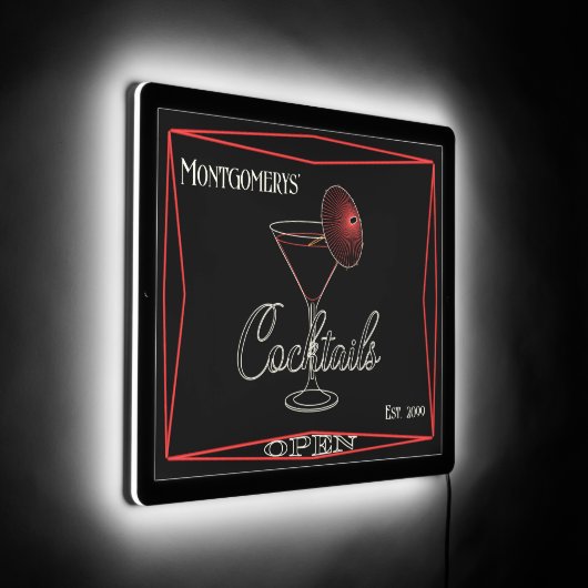 Fun Retro Neon Cocktails LED Sign (Angle)