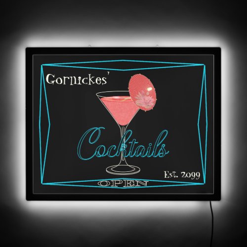 Fun Retro Pink Cocktail Bar Pub LED Sign