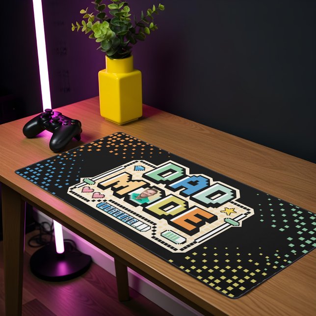 Fun Retro Pixel Level Up Dad Gamer Player  Desk Mat (Fun Retro Pixel Level Up Dad Gamer Player Desk Mat)