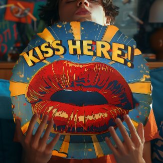Fun Retro Pop Art 'Kiss Here!' 