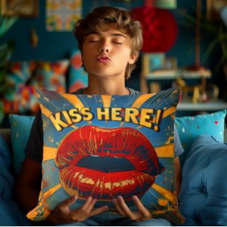 Fun Retro Pop Art 'Kiss Here!' 