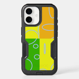 Fun Retro Quad Yellow Green Orange Geometric iPhone 16 Case