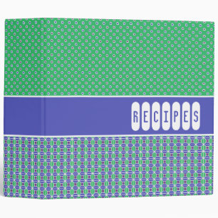 Fun Retro Recipe Binder Organizer Green Blue