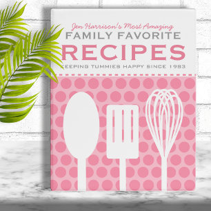 Fun Retro Recipes Pink Personalized Mini Binder