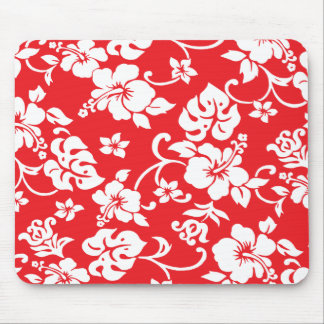 Fun retro Red Hawaiian Print Mousepad