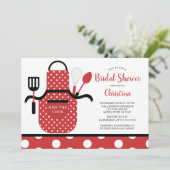 Fun Retro Red Kitchen Bridal Shower Invitation (Standing Front)
