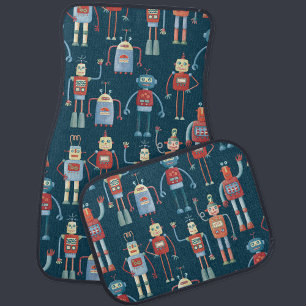 Fun Retro Robot Pattern Car Floor Mat