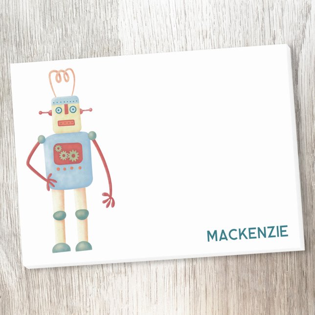 Fun Retro Robot Personalized Post-it Notes (Fun retro robot personalized Post It sticky notes)