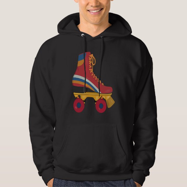 Fun Retro Roller Skating 70s 80s Derby Skate Party Hoodie (Front)