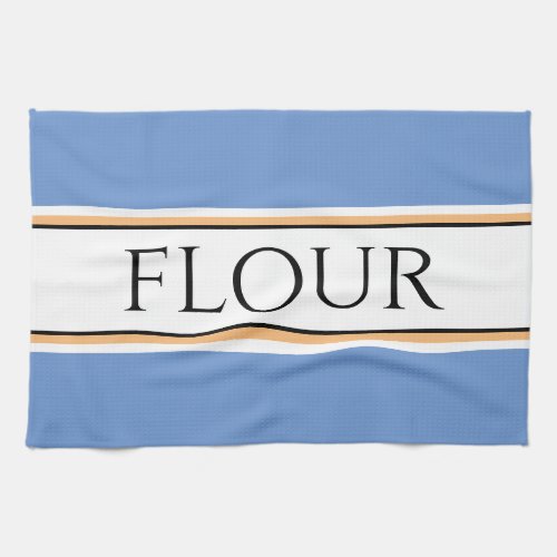 Fun Retro Soft Blue White Baking FLOUR Stripes Kitchen Towel