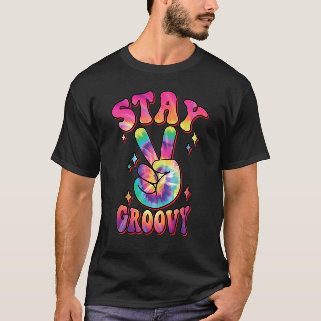 Fun Retro Stay Groovy Graphic T-Shirt (Front)
