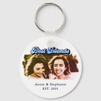 Fun Retro Style Bestie Photo Keychain