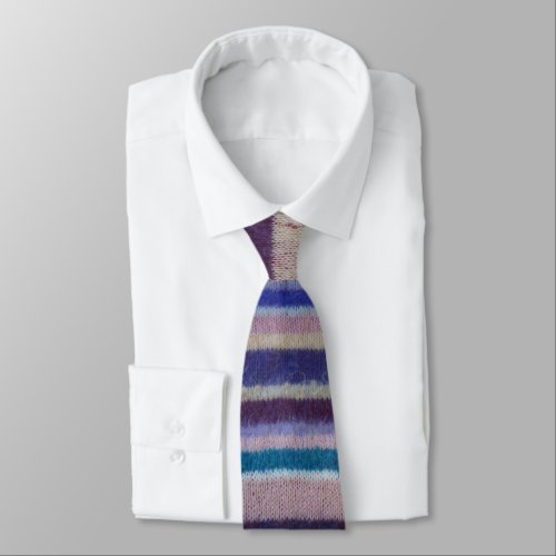fun retro style colorful knitted stripes neck tie