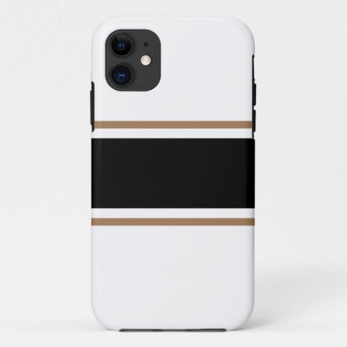 Fun Retro Summer Black Mocha Stripes On White iPhone 11 Case