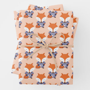 Fun Retro Swimsuit Fox Animal Wrapping Paper Sheets