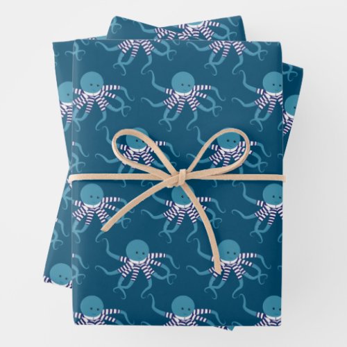 Fun Retro Swimsuit Octopus Animal Wrapping Paper Sheets