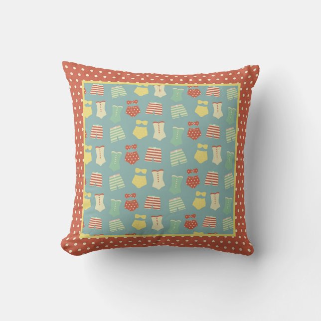 Fun Retro Swimsuits Pattern Throw Pillow (Front)