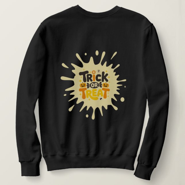 Fun Retro "Trick or Treat" Splash Girls Halloween  Sweatshirt (Design Back)