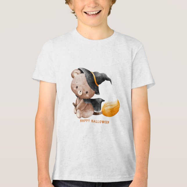 Fun Retro "Trick or Treat" Splash Halloween  Tri-Blend Shirt (Front)