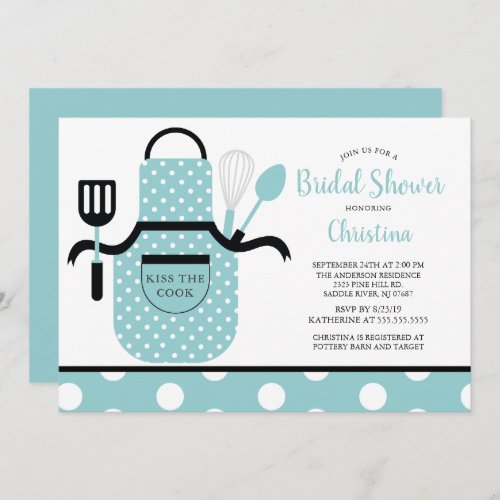 Fun Retro Turquoise Kitchen Bridal Shower Invitation