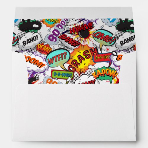 Fun Retro Typographic Comic Book Return Address Envelope