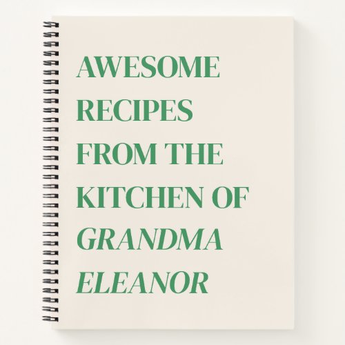 Fun Retro Typography Kelly Green Grandma Recipe Notebook