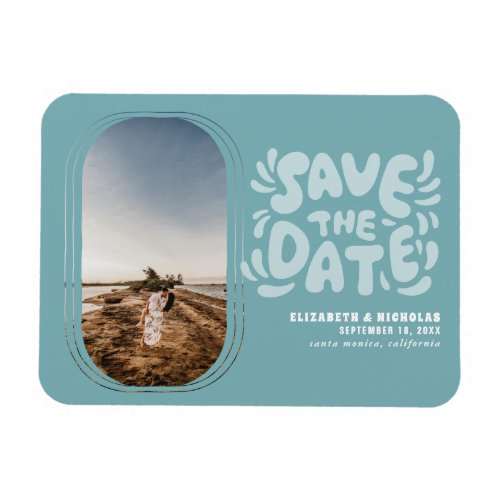 Fun Retro Typography Photo Wedding Save the Date Magnet