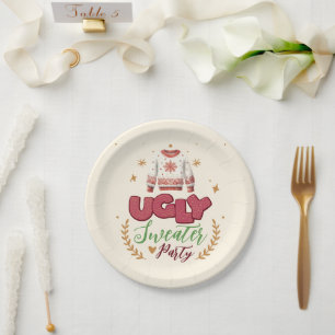 Fun Retro Ugly Sweater Christmas Party Paper Plates