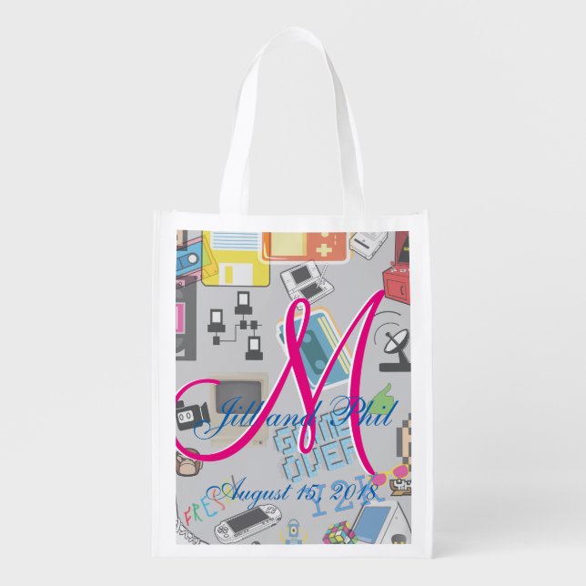 Fun Retro Video Gamer 🎮 Nerd Alert  Grocery Bag (Front)